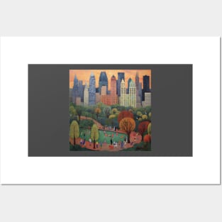 Sunset in Iconic Central Park, NYC, Art Brut Style Posters and Art